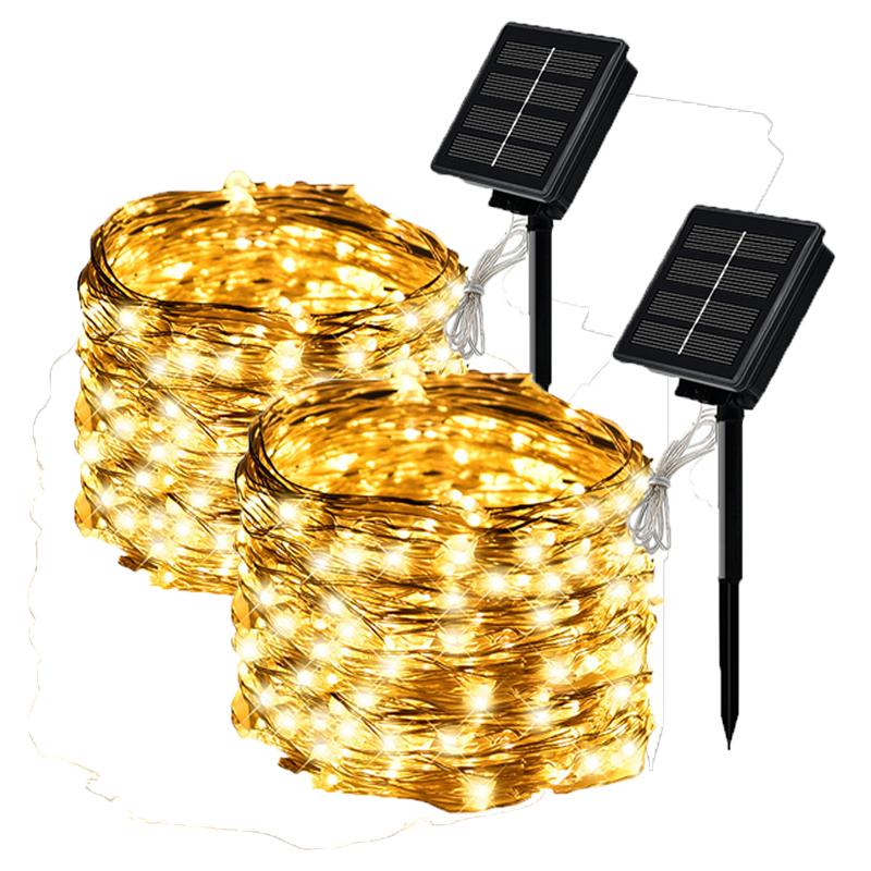 Outdoor Solar String Light LED Fairy Garland Copper Wire Light Garden Yard Party Christmas Decoration Lamp 8 Mode