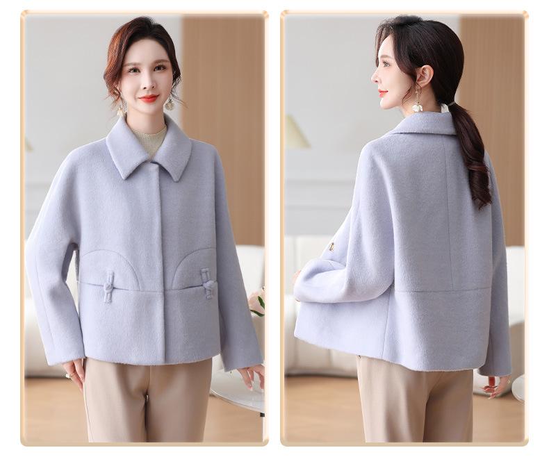 Elegant Spring Woolen Coat for Petite Middle-aged Mothers 2026