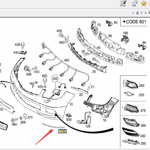 Mercedes-Benz C-Class C200 Front Bumper Trim (2048853721/2048853821)