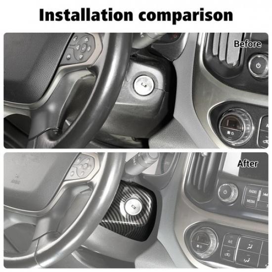 Carbon Fiber Engine Start Stop Button Switch Cover Trim for Chevy Colorado 2014+
