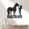 Metal Wall Art Horse Rider Gift for Equestrian Lover Home Decor Personalized Name Sign