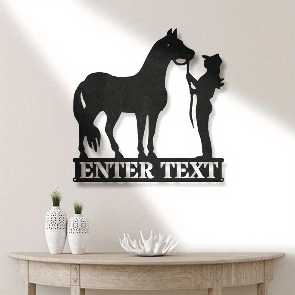 Metal Wall Art Horse Rider Gift for Equestrian Lover Home Decor Personalized Name Sign