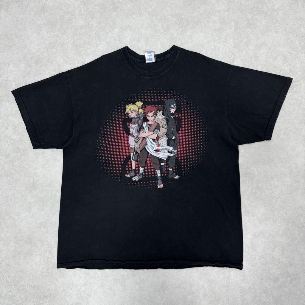 [USED] Vintage 2000s Naruto Gaara Short Sleeve Shirt, Anime, Manga, Black, 12