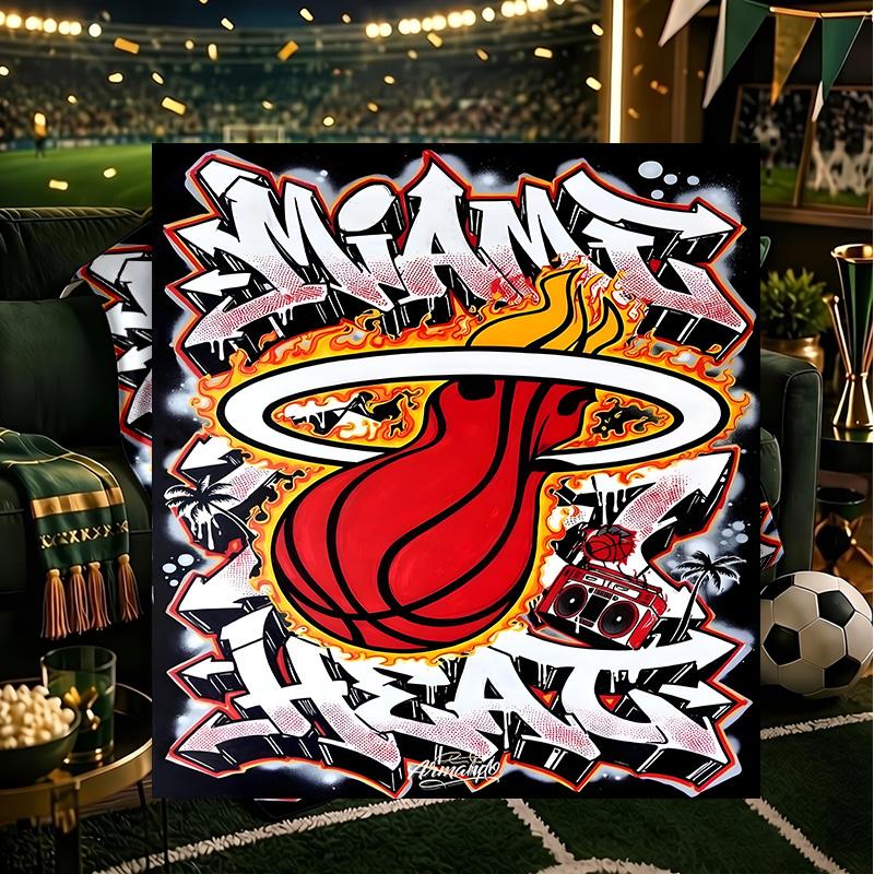 Miami-Heat Basketball Art Blanket Lightweight Flannel Bedding Blanket Perfect for Travel, Camping, Living Rooms, Offices, Sofas, Fan Christmas gift