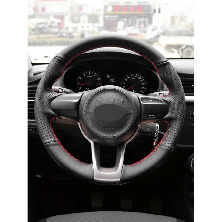 Car Steering Wheel Cover For Kia Rio 2017 2018 Rio5 K2 2016 Morning 2017 Picanto 2018 Hand-stitched Perforated Leather
