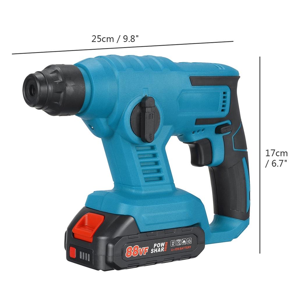 6200RMPM 88VF Electric Rotary Hammer Rechargeable Cordless Multifunction Hammer Impact Drill for 18V Battery