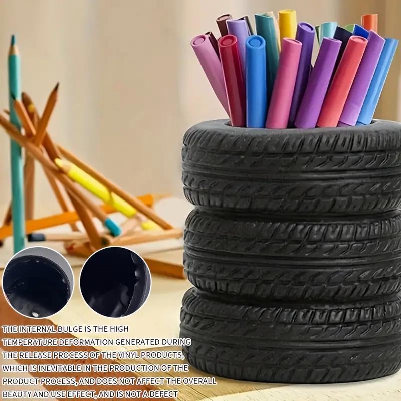 Creative Tire Shaped Pen Holder Unique Tire Model Pen Storage Container Office Desk Stationery Storage Decor Ornament