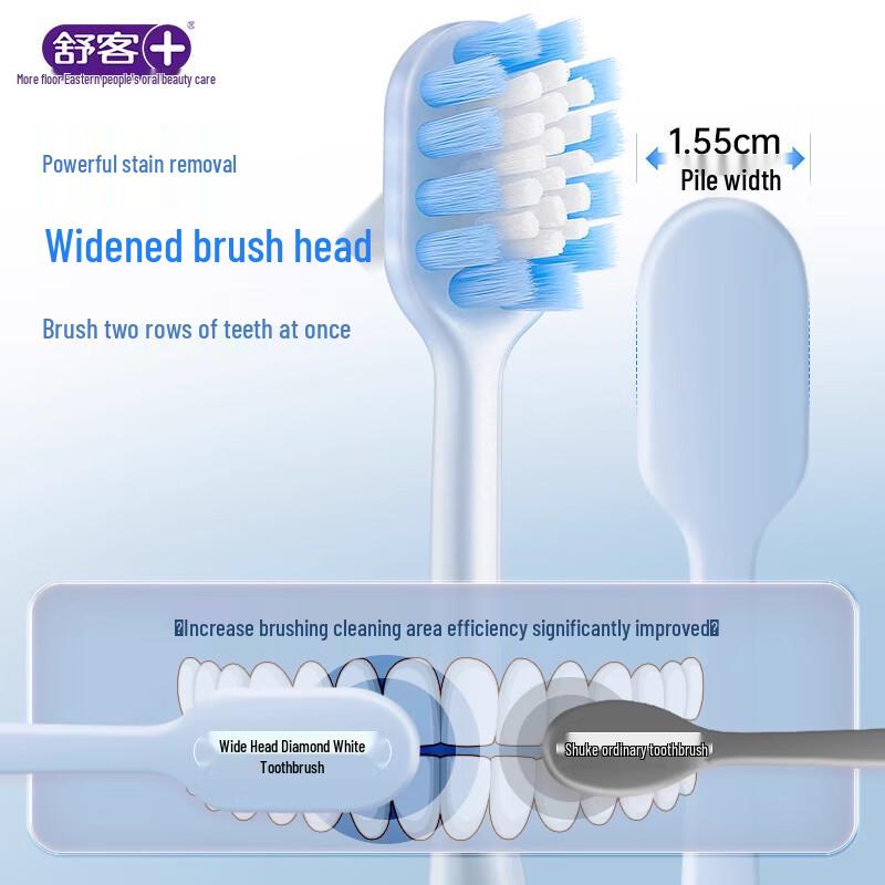 Shuke Manuelle Zahnbürste für Herren, Harte Borsten, Breiter Kopf