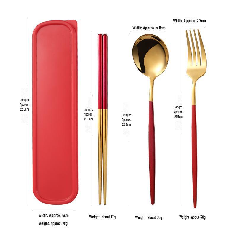 Stainless Steel Portable Tableware Set: Chopsticks, Spoon, Fork - Customizable Student/Outdoor Gift with Logo.