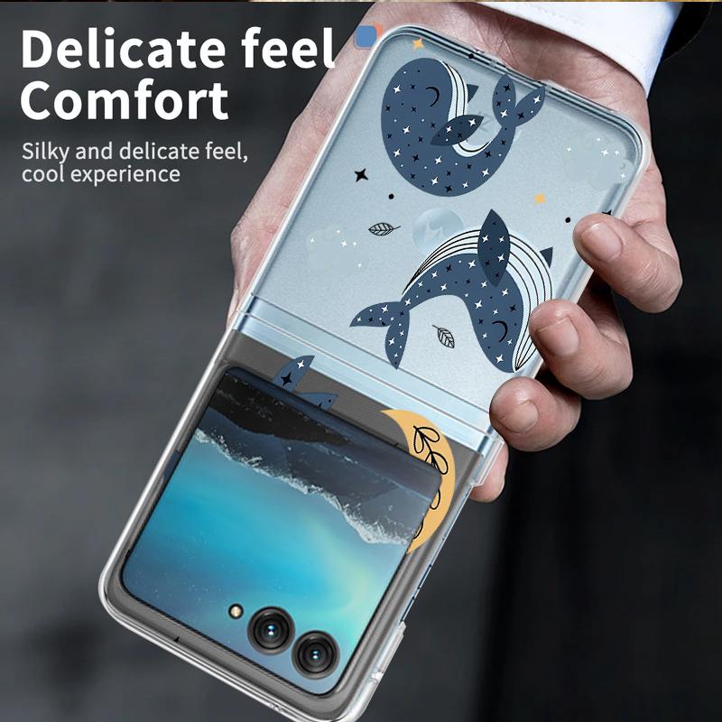 Cute Whale Pattern Transparent Case For Motorola Razr 60 50 40 Ultra Razr60 Razr50 Razr40 Shockproof Folding Hard PC Phone Cover
