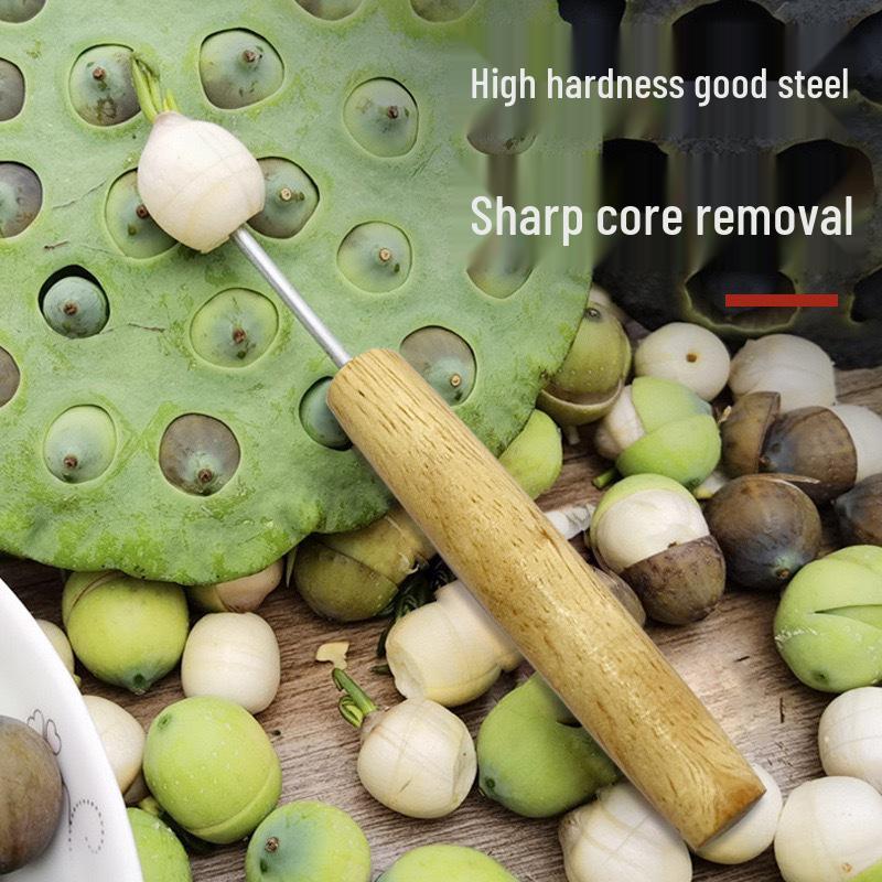Stainless Steel & Wood Handle Lotus Seed Core Remover Tool