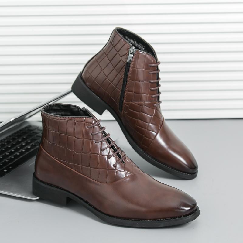 Fashion Elegantes Men's Chelsea Boots Comfortable Designer Brogue Boots for Men British Style Man Ankle Botas Abiye Formal Dress Shoes
