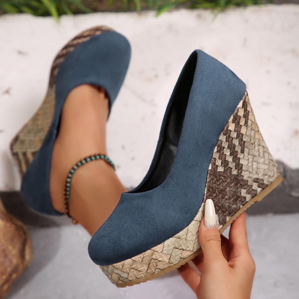 Fashion Women's Pumps Spring Autumn New Large Size Slip On Platform Wedge Shoes Comfortable Height Increase Non Slip Casual Single Shoes