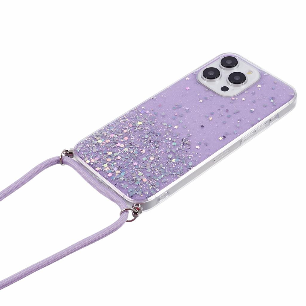 AW Series for iPhone 14 Pro Anti-Scratch TPU Phone Cover Epoxy Phone Case with Lanyard
