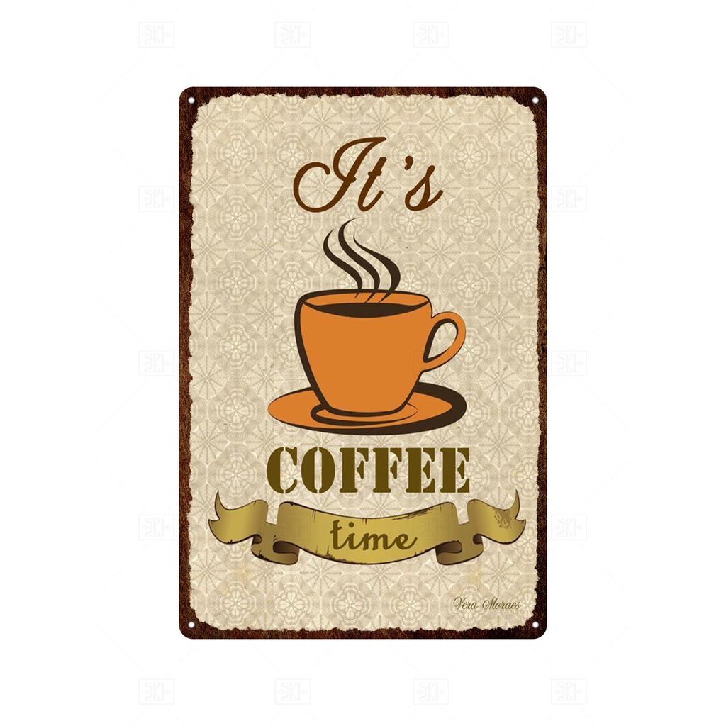 Coffee Vintage Tin Sign Metal Sign Decorative Plaque Retro Plate Cafe Kitchen Living Room Coffee Bar Decoration
