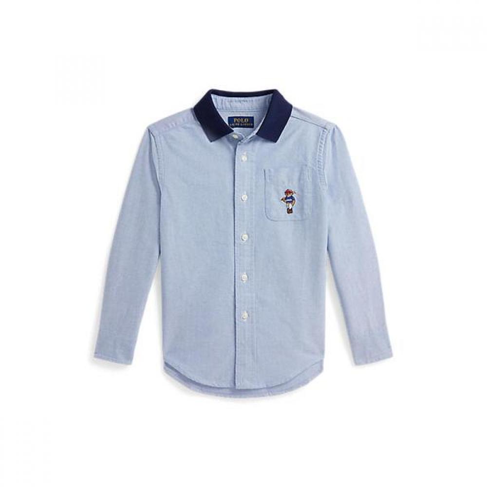 Polo Ralph Lauren Boys 2 7 Polo Bear Oxford Knit Collar Shirt Cwpowovb6820653400 2