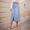 Women's Irregular Slit Denim Shorts - Slim Fit