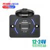 12/24V Car Charger Socket Waterproof Dual PD Dual QC3.0 Type-C Quick Charge With Sliding Cover for Cars Boats Buses RVS