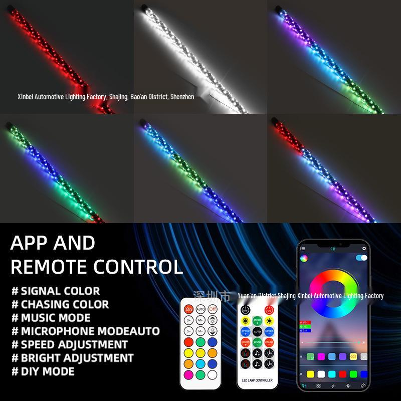 RGB Off-road Flagpole and Beach Atmosphere Light with Brake Function