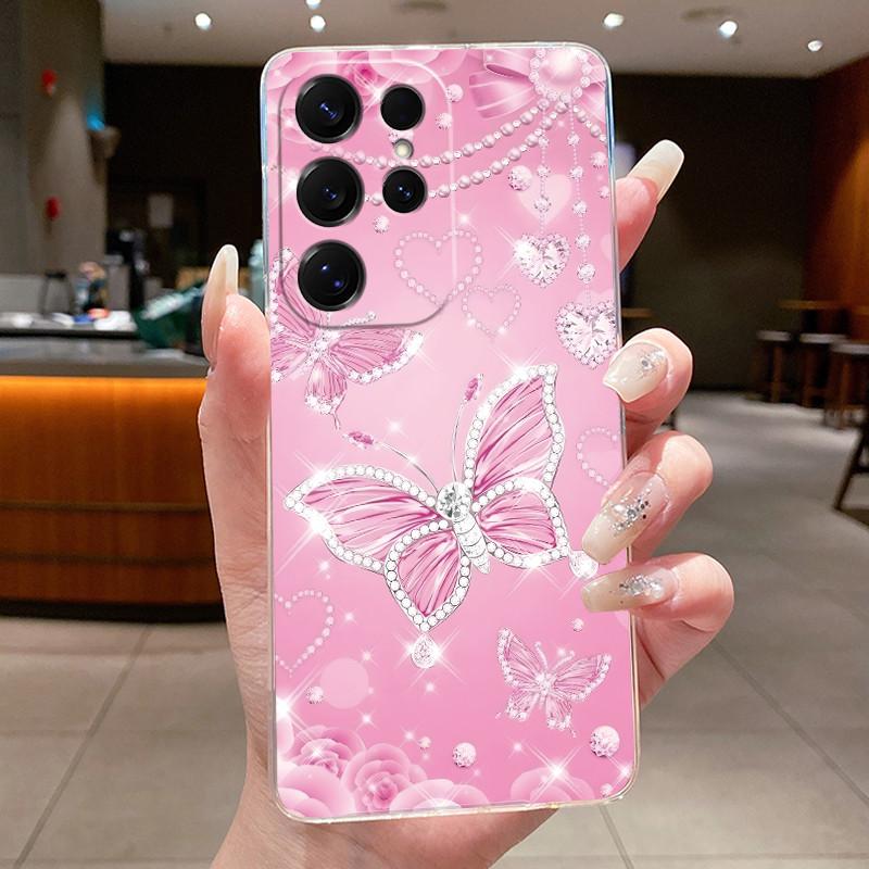 Bag Clear Case For New Hot Samsung Galaxy S26 Ultra S26 edge S 26 Plus Cover Luxury Pretty Butterfly Flower Soft TPU Phone Cases