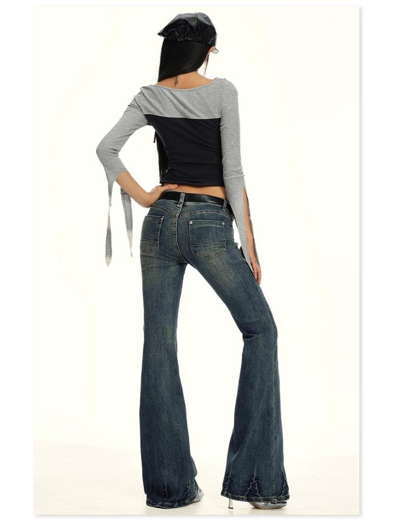 2025 Herbst Retro Distressed Stretch Schlagjeans