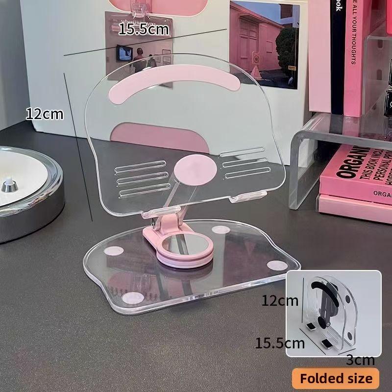 New Transparent Acrylic Tablet Stand, Foldable, Rotatable, Adjustable Height, Multifunctional Desktop Non-slip Tablet Support Stand, Set of 2