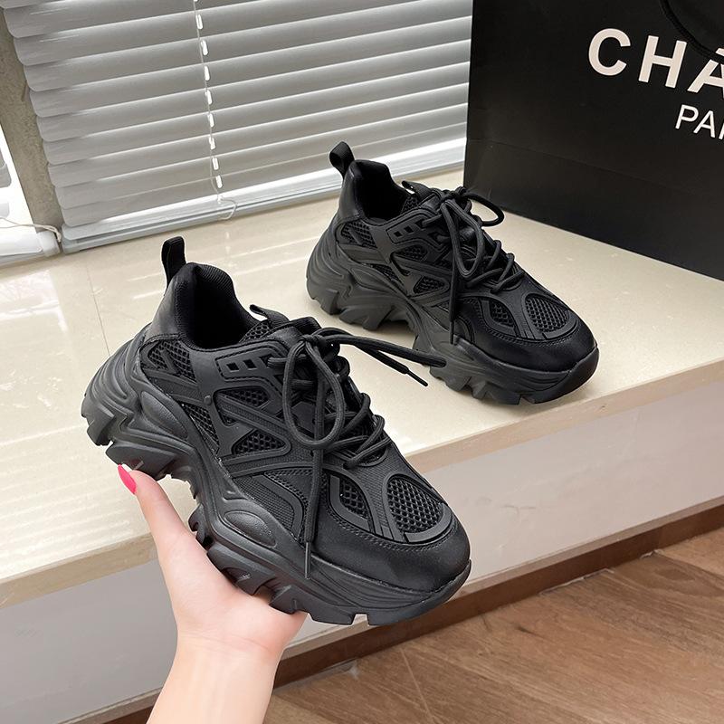 

Thick-soled heightening dad shoes women s autumn new women s shoes breathable and versatile casual sports little white women s shoes 35 чёрный