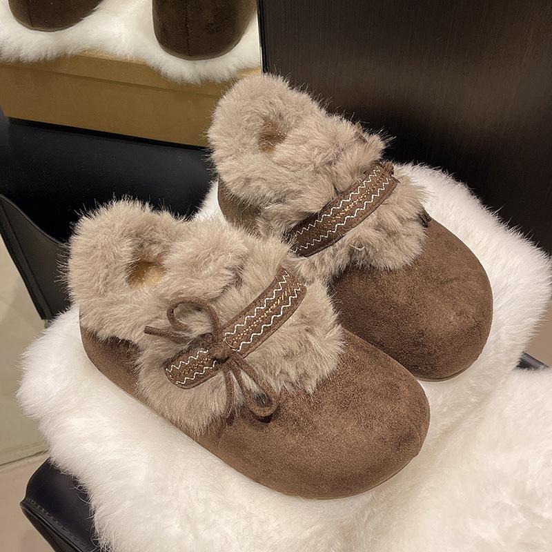 Women's fur one thick bottom heightening winter lightweight padded warm snow boots non-slip wear casual sneakers fur cotton shoes