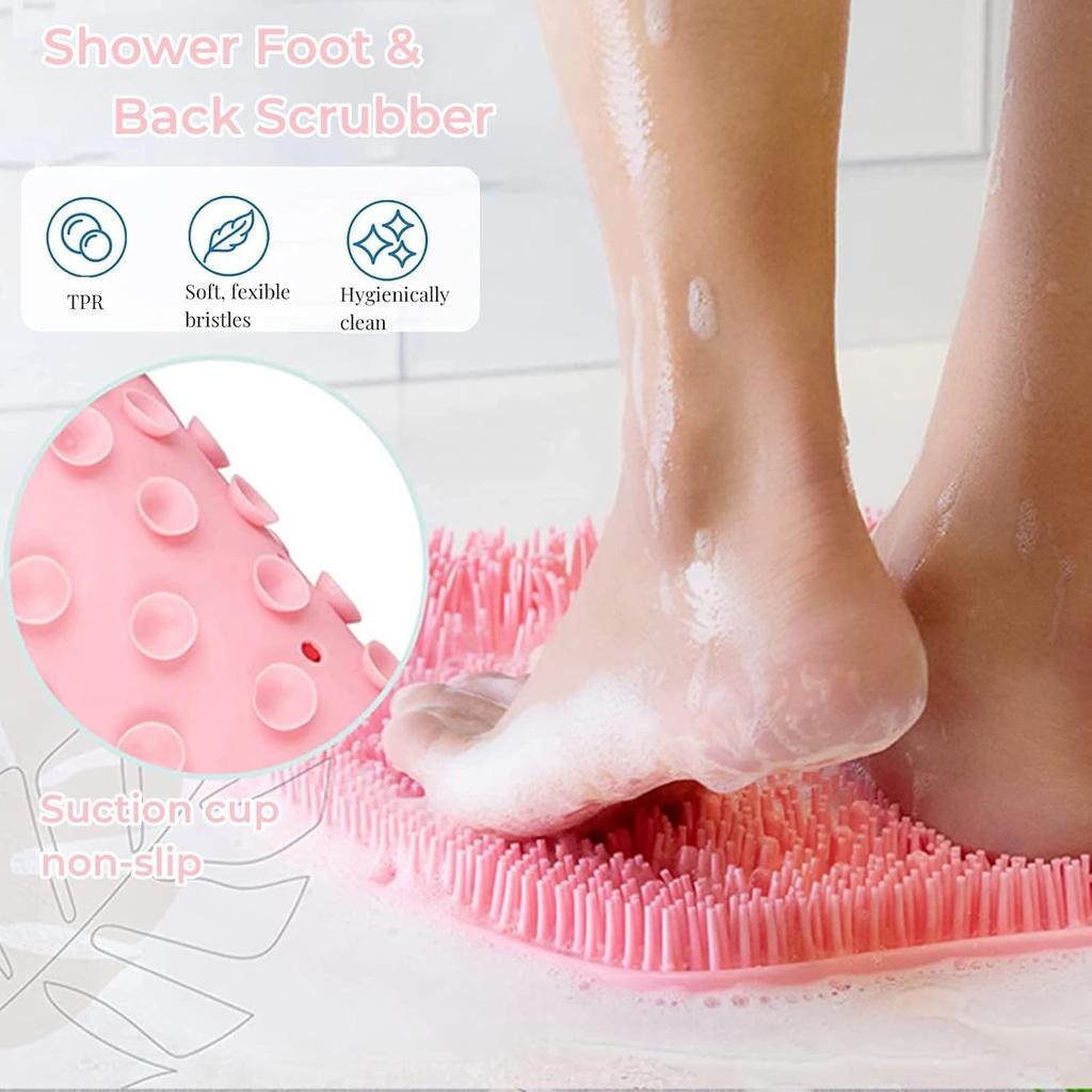 Prostuff.in® Shower Back Massager Scrubber, Shower Foot Massager Scrubber,Non Slip/Suction Cups Silicone Foot Brush Washer Cleaner Massage for Dead