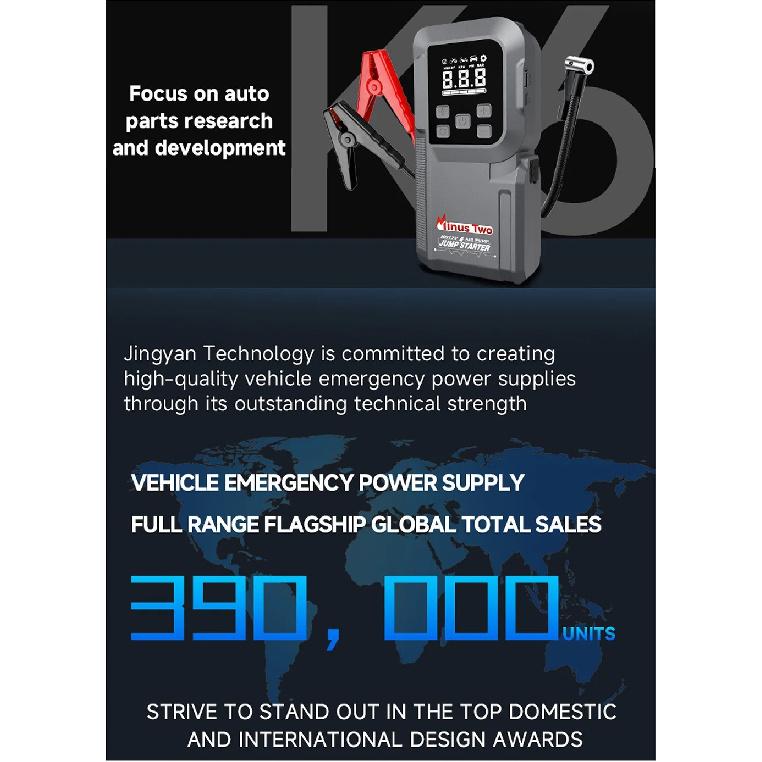 4-IN-1 Emergency Jump Starter 1000A, Car Battery Booster Power Bank with USB Quick Charge & LED Flashlight Auto Kit.