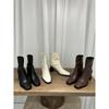Square Head Thick Heel Short Tube Martin Boots Rear Zipper 2026 Spring and Autumn New Spice Girl European and American Small Style Elastic Thin Boots
