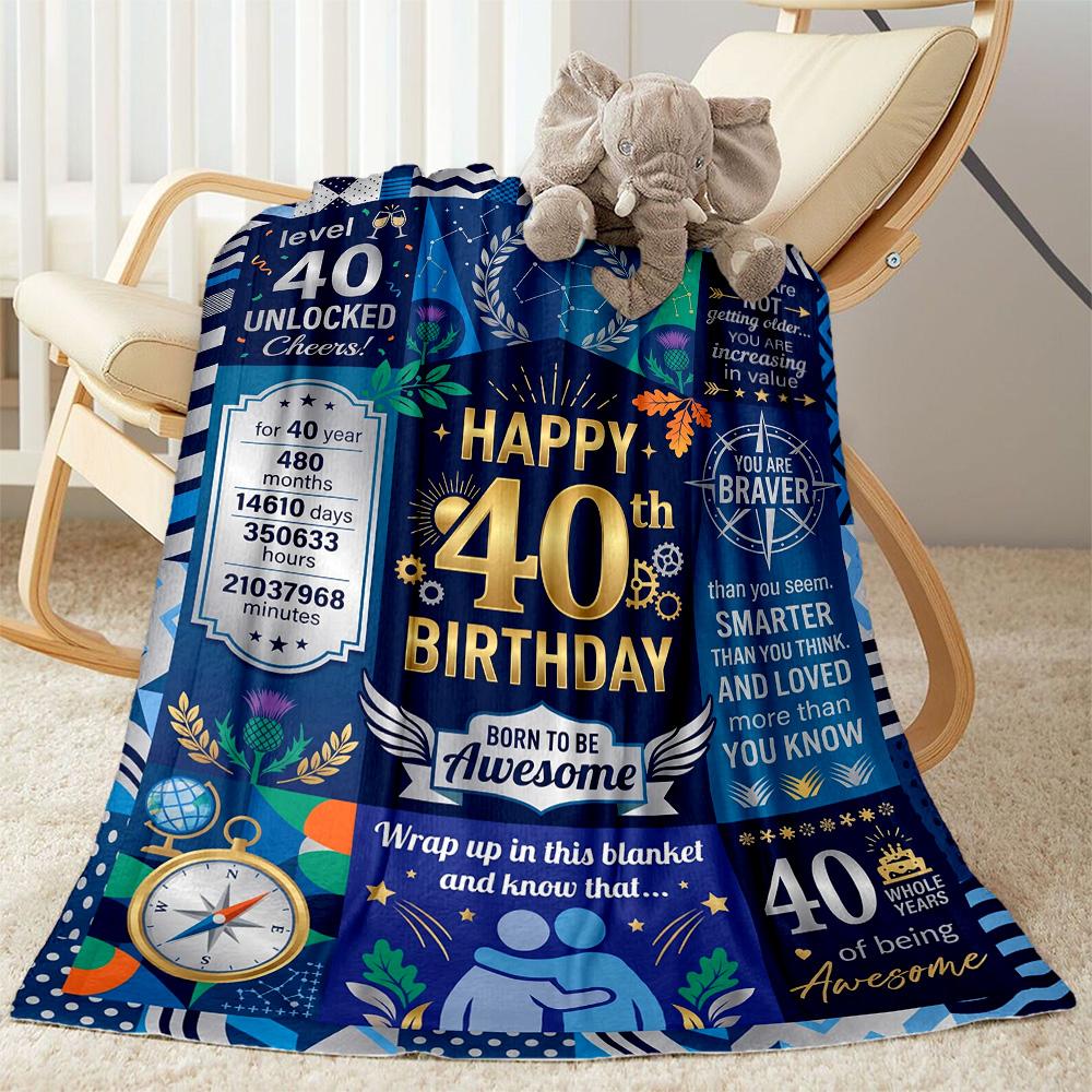 40th Birthday Celebration Quotes Blanket Warmthful Decor Great for Picnics Bed Office All-Season Use Warmthful Decor