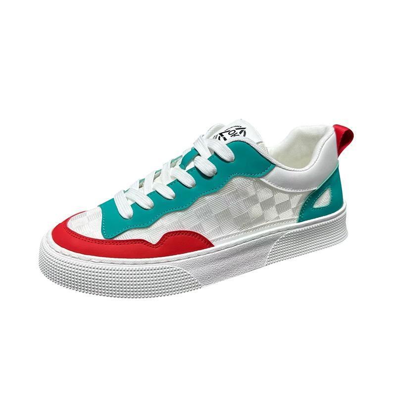Summer New Little White Shoes Trendy Men'S Shoes Leather Splicing Light Breathable Versatile Shoes Rubber Sole Shock Absorption And Wear Resistance