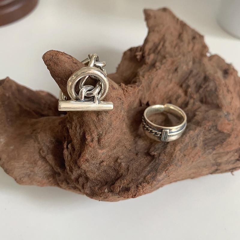 Vintage European American Twisted Braided Ot Buckle Ring For Women In 925 Silver