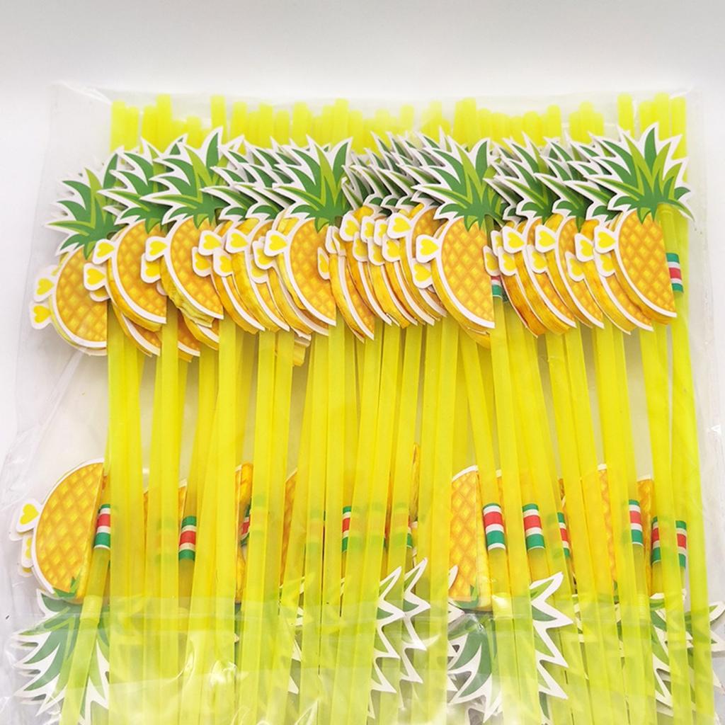 Pineapple Straws Pineapple Drinking Straws Tropical Straws Cocktail Straws Hawaiian Straws for Luau Party, Pool Party, Hawaiian Party Supplies,50 Pcs