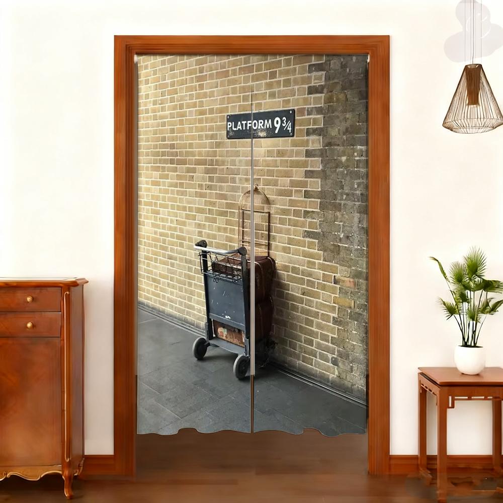 Harryy Potters 9 3/4 Train Platform Brick Wall Photography Backdrop Magic School Door Hanging Banner Half-Curtain Baby Portrait