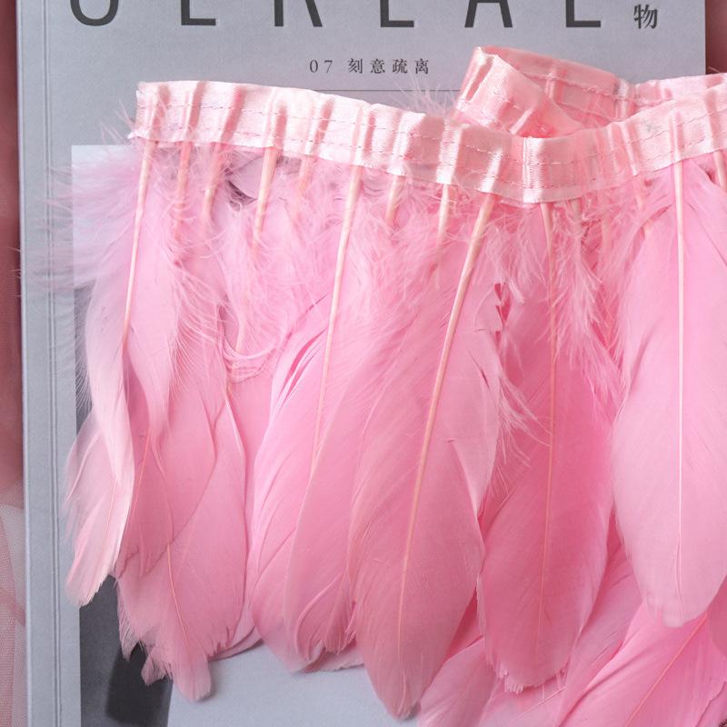 Color Hard Floating Feather Cloth Edge Goose Feather Cloth Strip Diy Feather Flower Skirt Shawl Stage Costume Wing Decoration