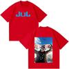 Hip Hop Fashion Tshirt Rapper JUL Fashion Print Tshirt Y2k Vintage Shortsleeved Casual Loose Oversized Streetwear Unisex