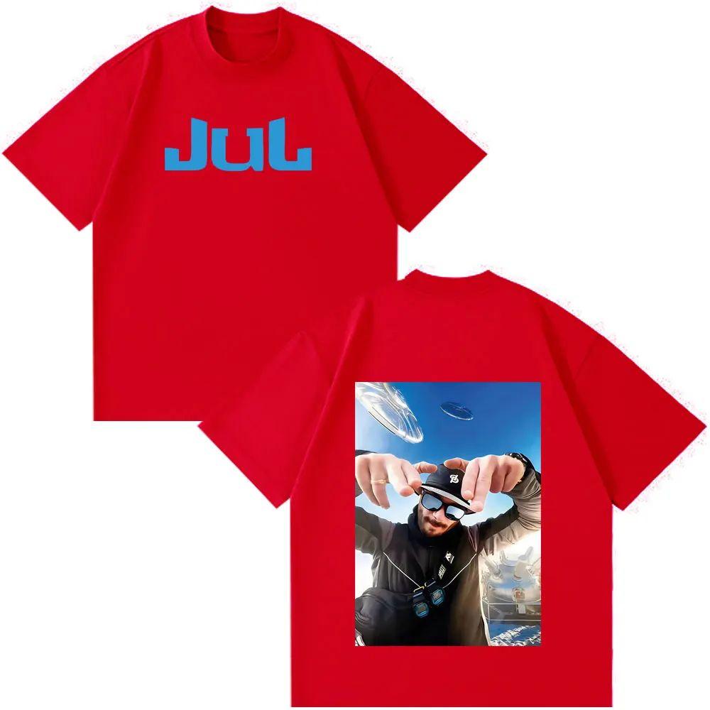 Hip Hop Fashion Tshirt Rapper JUL Fashion Print Tshirt Y2k Vintage Shortsleeved Casual Loose Oversized Streetwear Unisex