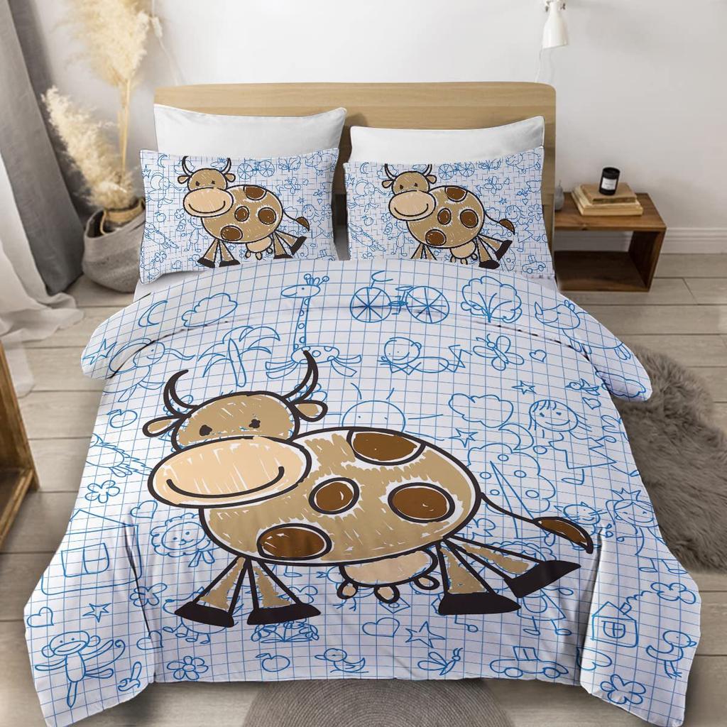 Animal Oil Painting Bedding Three-Piece Quilt Cover