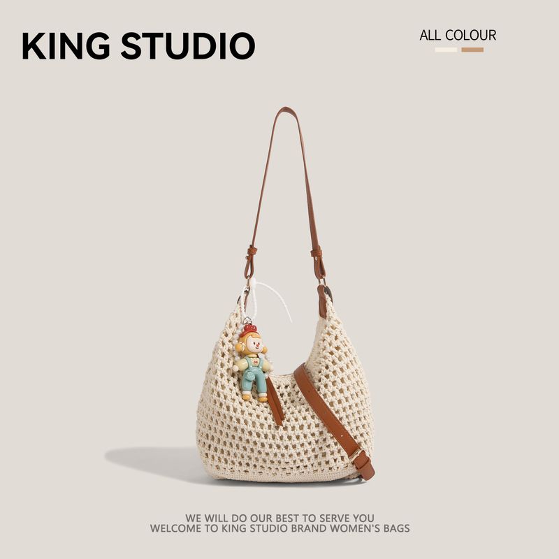 

Niche Design Woven Bag for Women 2025 New Idle Style Casual Vacation Shoulder Bag Large Capacity Tote Bag