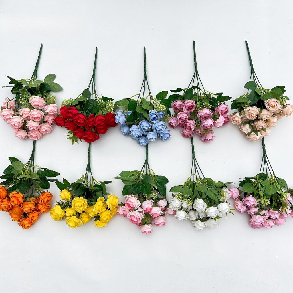 15 heads Artificial Silk Rose Flowers Bridal Bouquet for Home Wedding Floral Arrangement Garden Artificial Flowers DIYGift Decor