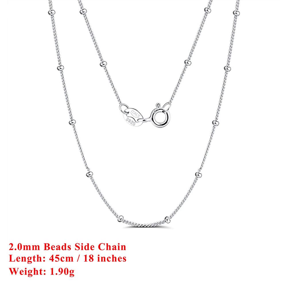 Effie Queen 925 Sterling Silver Side Chain Choker and Beads Ball Strand Basic Necklace Perfect for Celebrations and Gift SC22