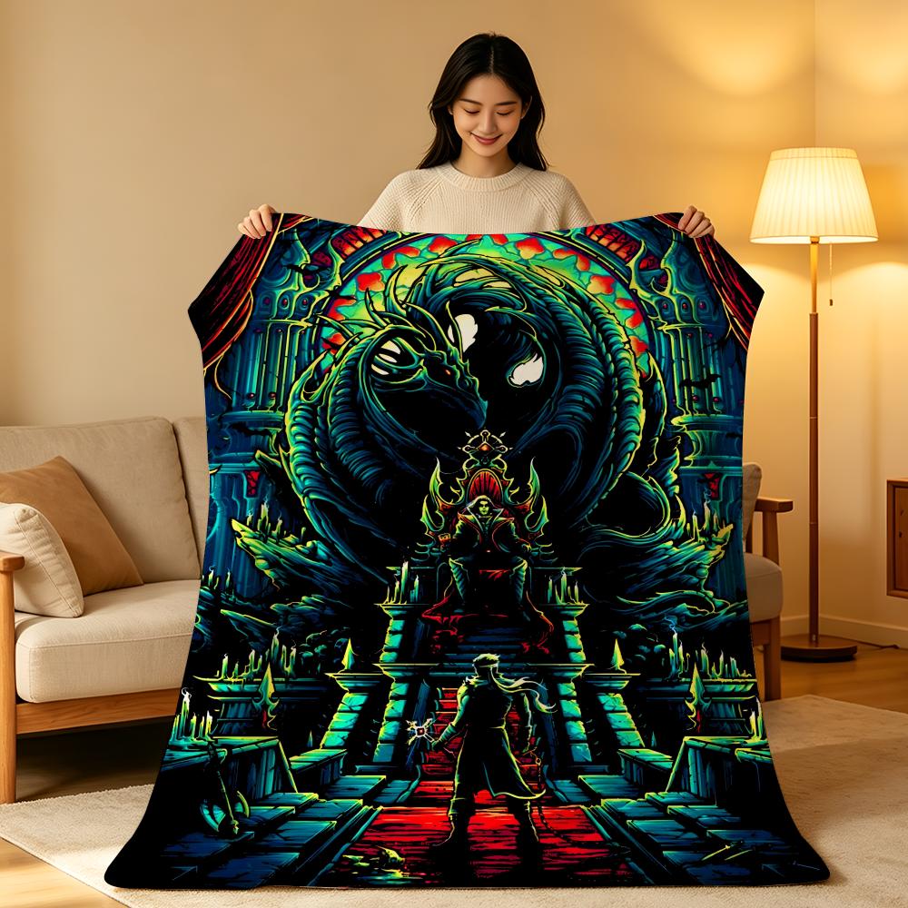 Game C-Castlevania Throw High-Density Short Plush Blanket Soft Skin-Friendly for Sofa Nap Air-Conditioned Room