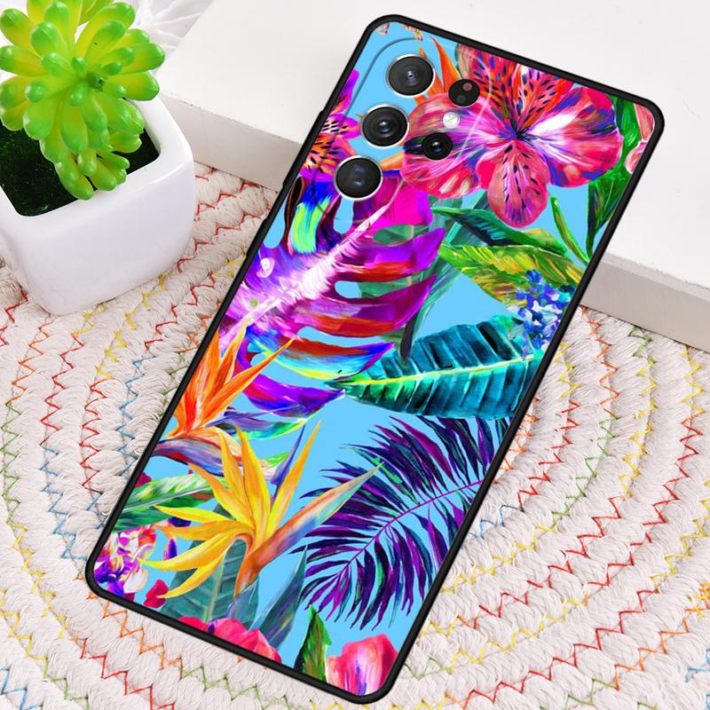 Retro Tropical Floral Flowers Phone Case For Samsung Galaxy Note 10 Pro S26 S25 S24 S23 S22 Ultra Plus S21 FE S20 Cover