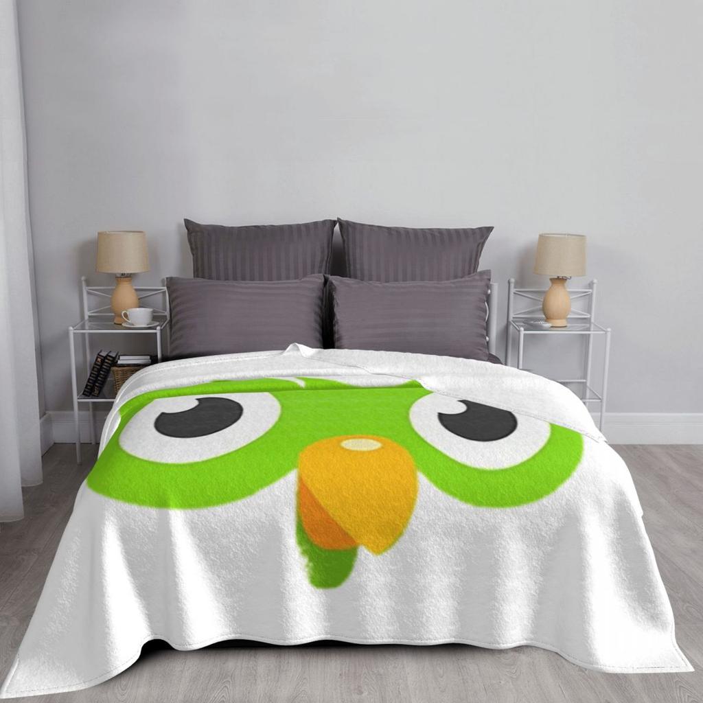 Duolingo Owl Duo Blanket Soft Warm Flannel Throw Blanket Bedding for Bed Living Room Picnic Travel Home Sofa