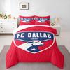 FC Dallas Soccer Logo Bedding Set (1 Duvet Cover, 2 Pillowcases, Duvet Not Included) for Game Room Man Cave Fan Decor, Red Blue Bull Crest Art Print