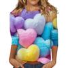 Women's Valentine's Day Print Fashion Casual 3/4 Sleeve Round Neck Top