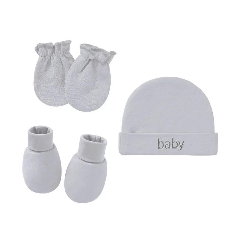 Non-Toxic Newborn Hat+Gloves+Socks Set For Baby Children&Children Cotton Fall Casual Pography Props Soft Headwear Infant Nightcap Fashion