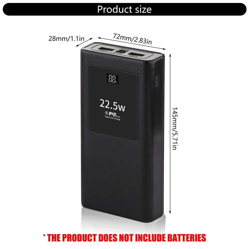 PowerBanks Casing Kit 20000mAh Mobile Chargers Builts in Cable PD22.5W Quick Charging LCD Display Shell